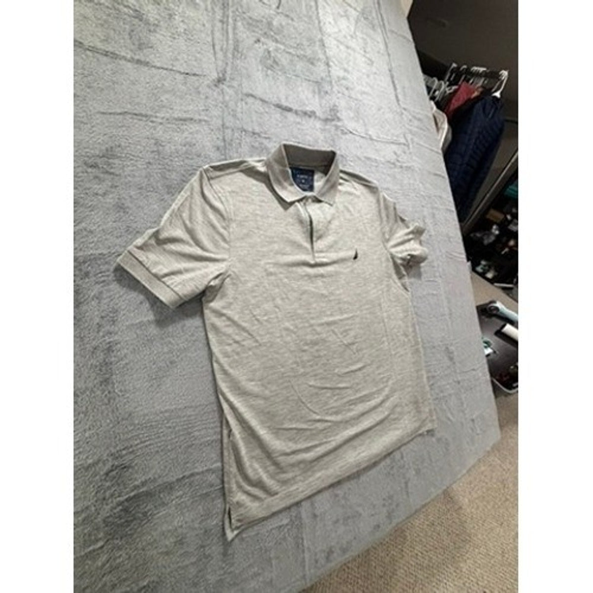 Nautica Navtech M Gray Polo Shirt Mens Casual Athleisure Short Sleeve