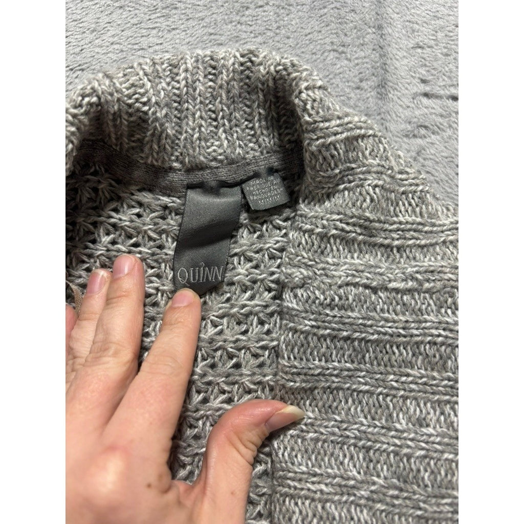 Quinn Open Front Cardigan Womens Medium Gray Chunky Knit Long Sleeve Cozy