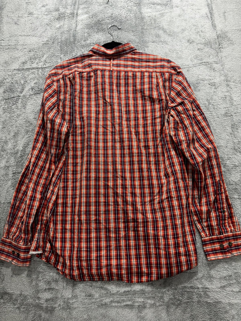 Banana Republic Mens 16-16 1/2 L Red Plaid Long Sleeve Button Up Dress Shirt