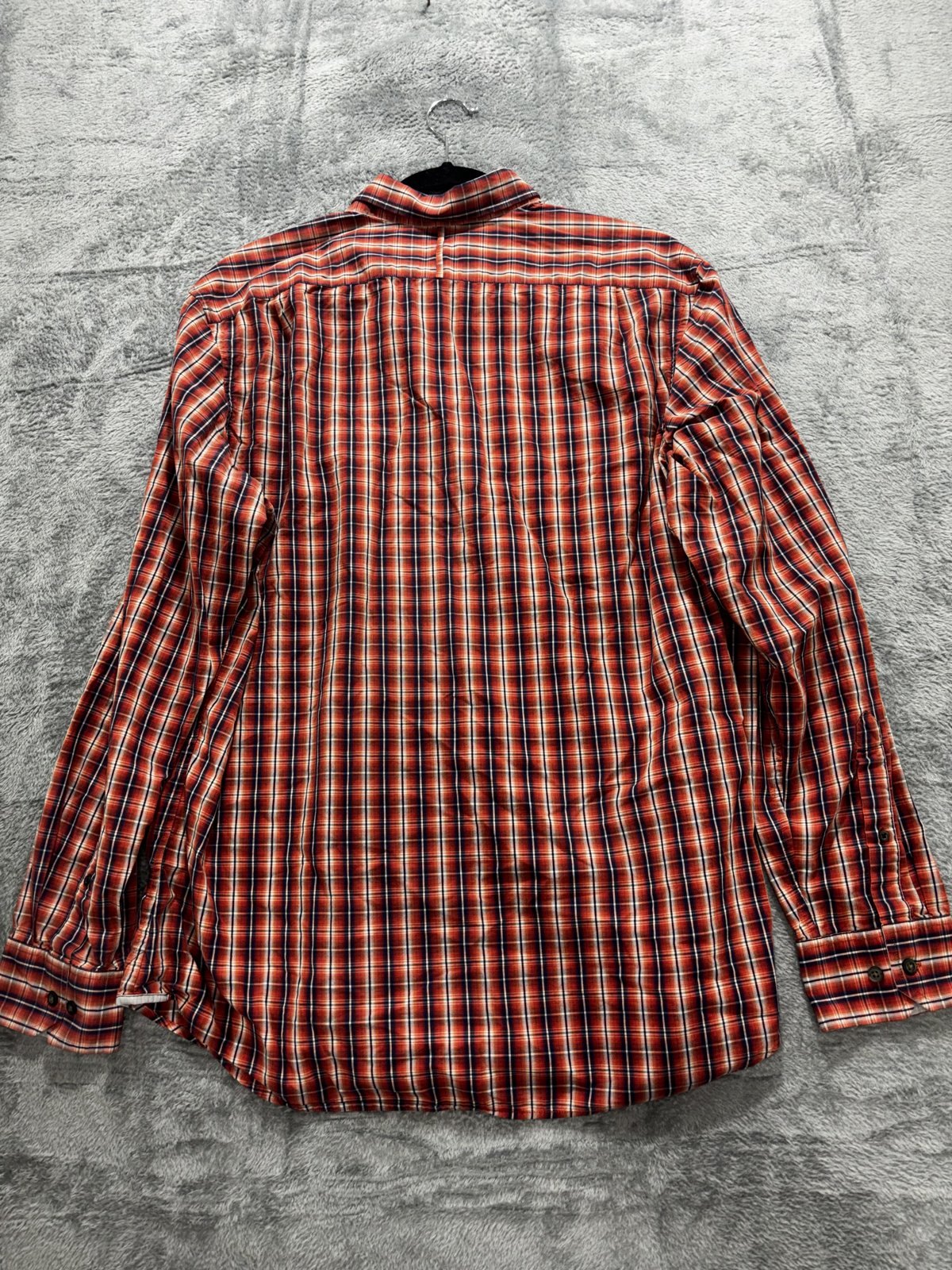 Banana Republic Mens 16-16 1/2 L Red Plaid Long Sleeve Button Up Dress Shirt
