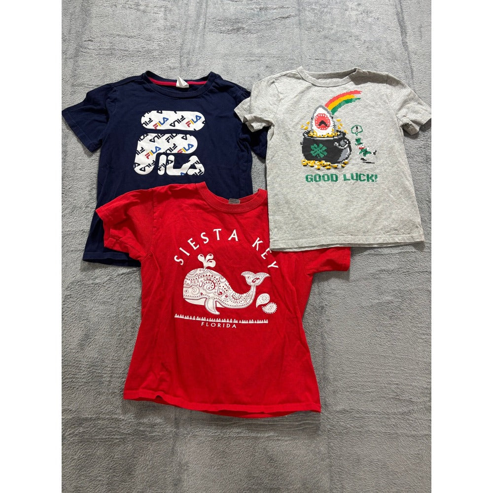 Fila Gap Boys S 7/8 Navy Gray Red Graphic T-Shirt Lot 3pc Casual Athleisure Play