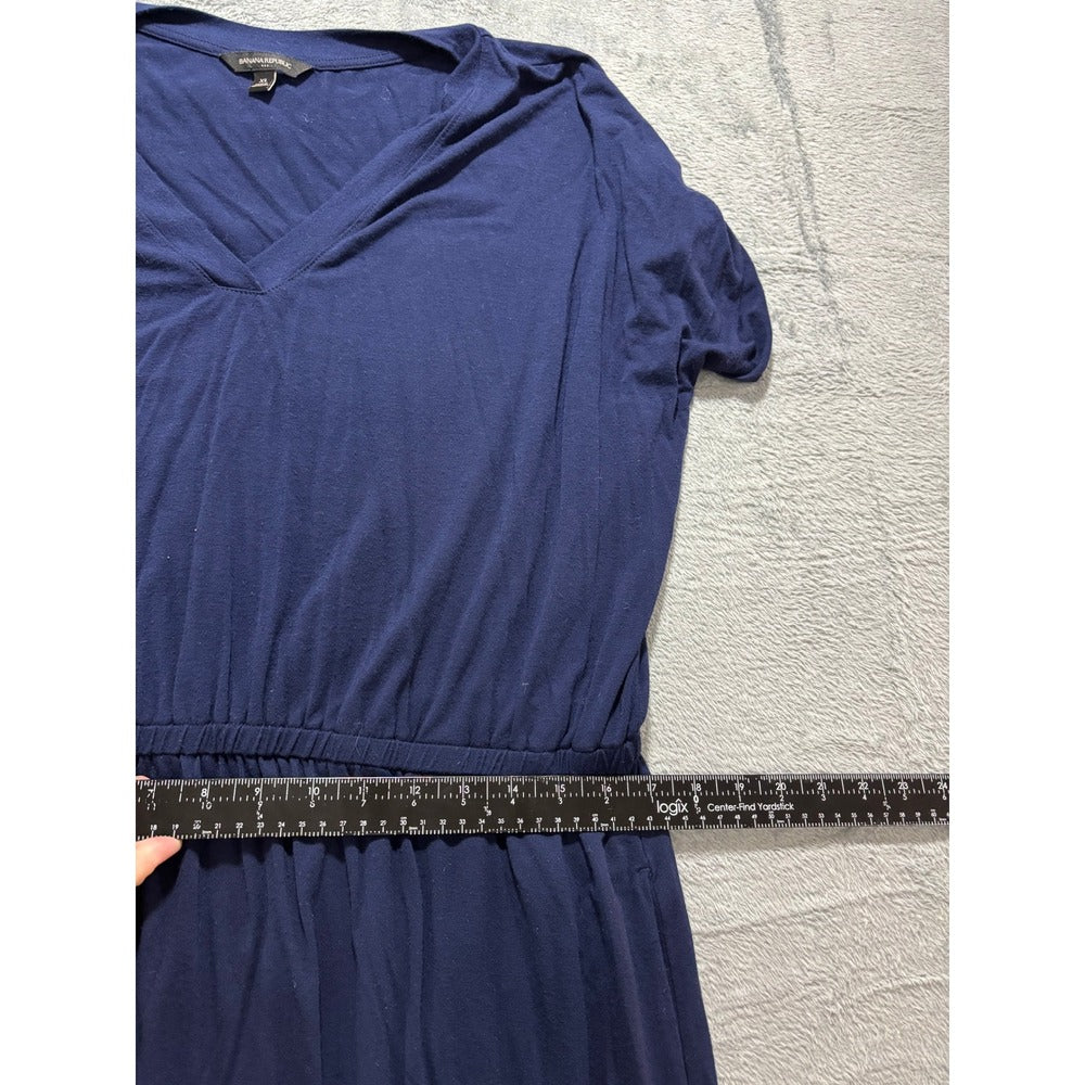 Banana Republic XL Navy Blue Womens V-Neck Jersey Dress Casual Boho Cozy Fall