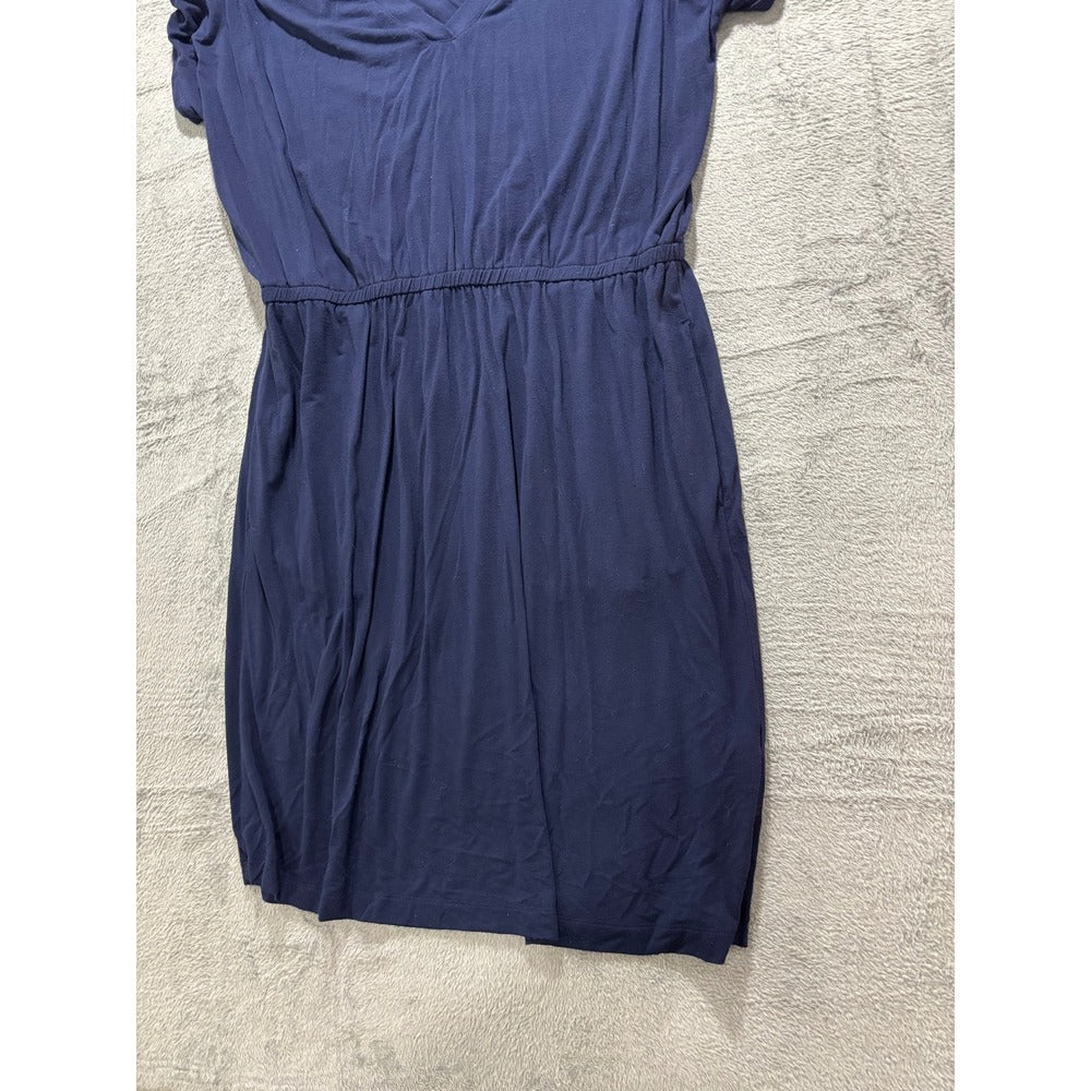 Banana Republic XL Navy Blue Womens V-Neck Jersey Dress Casual Boho Cozy Fall