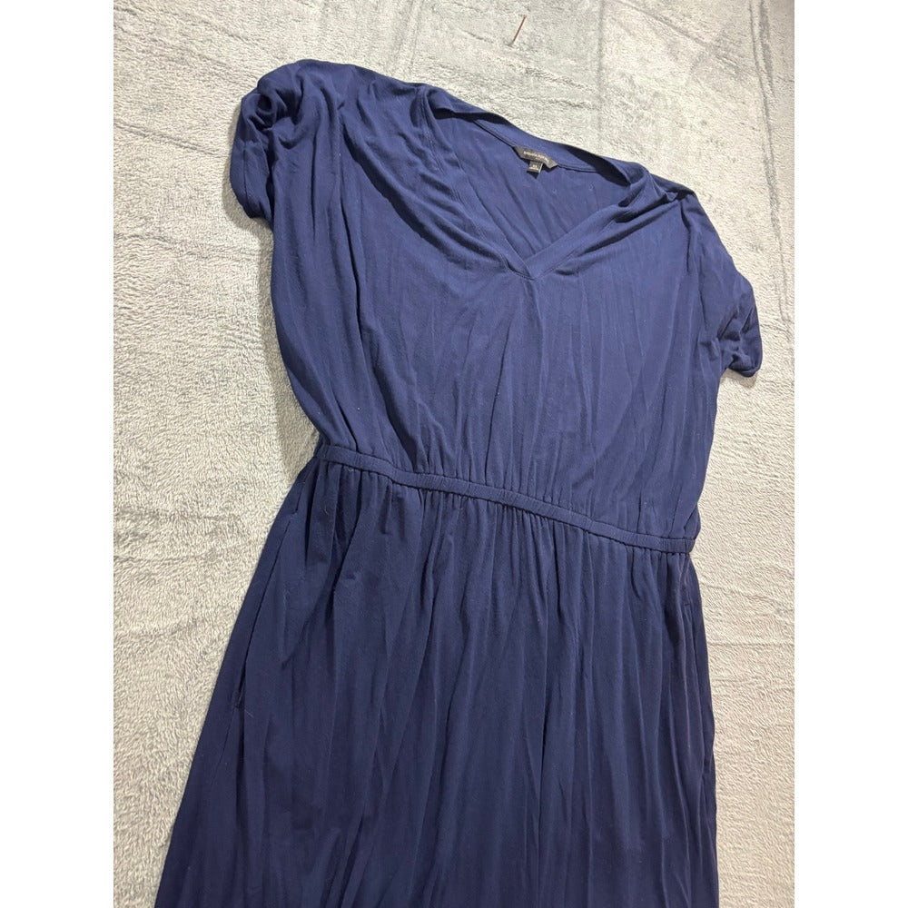 Banana Republic XL Navy Blue Womens V-Neck Jersey Dress Casual Boho Cozy Fall