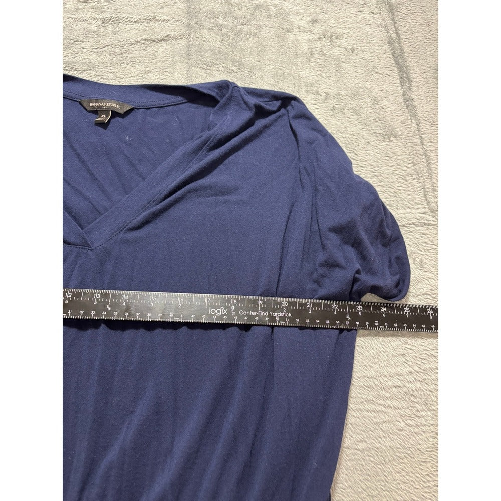 Banana Republic XL Navy Blue Womens V-Neck Jersey Dress Casual Boho Cozy Fall