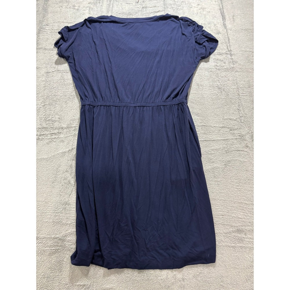 Banana Republic XL Navy Blue Womens V-Neck Jersey Dress Casual Boho Cozy Fall