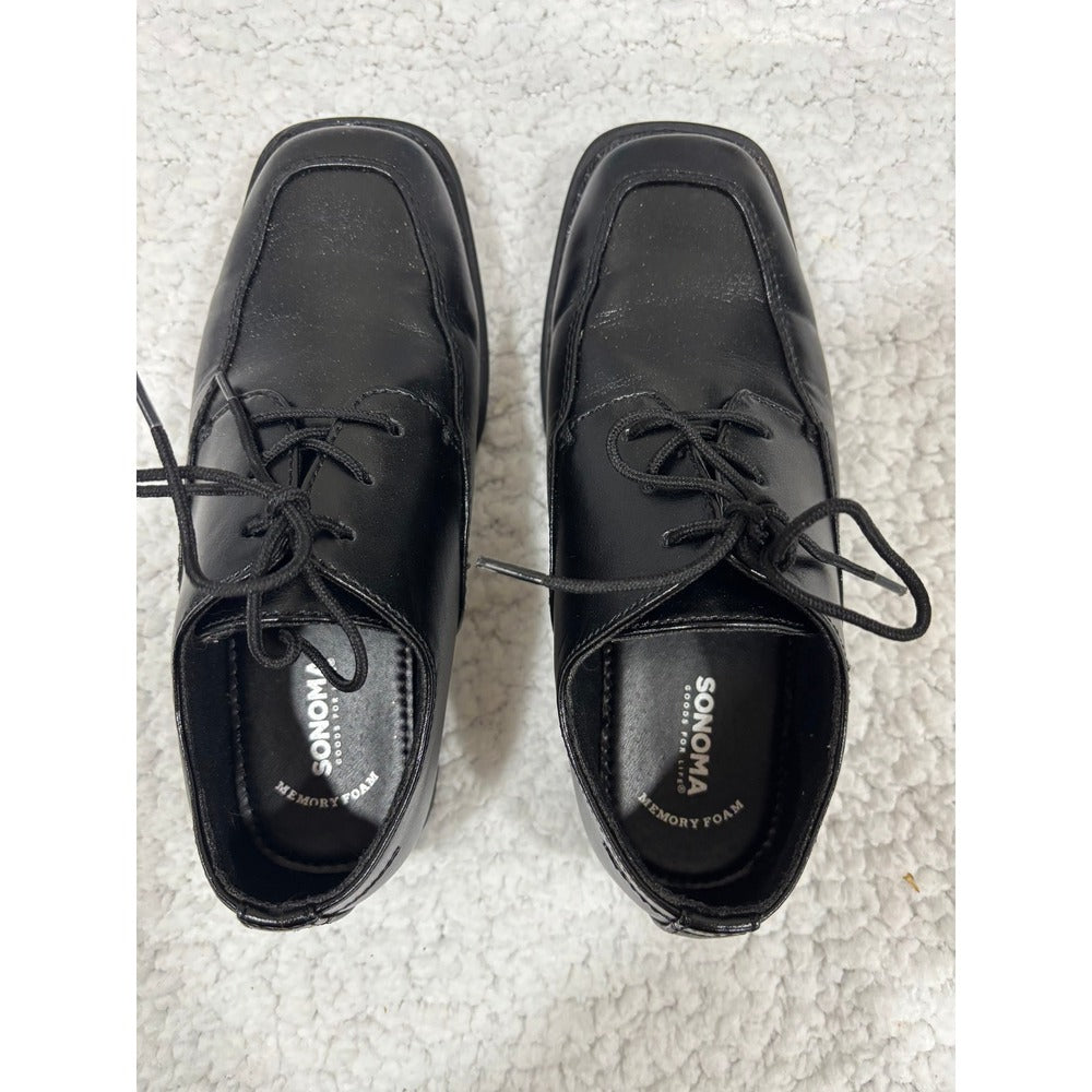 Sonoma 1 Black Lace Up Dress Shoes Boys Kids SNALEXANDER Preppy Casual Classic