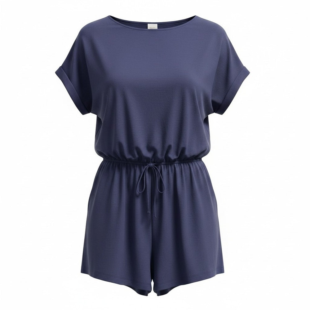ANRABESS XXL Navy Blue Womens Romper Casual Athleisure Short Sleeve Jumpsuit