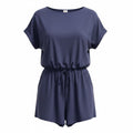 ANRABESS XXL Navy Blue Womens Romper Casual Athleisure Short Sleeve Jumpsuit