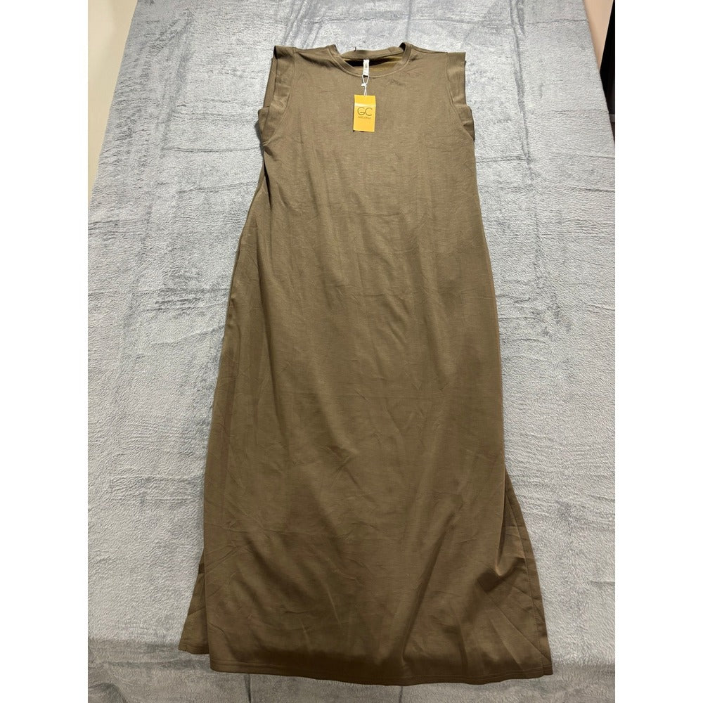 GRECERELLE 2XL Olive Green Womens Sleeveless Maxi Dress Boho Summer Vacation NWT