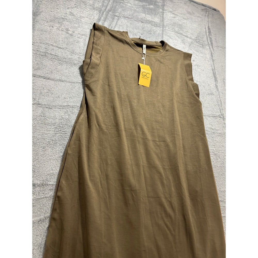 GRECERELLE 2XL Olive Green Womens Sleeveless Maxi Dress Boho Summer Vacation NWT