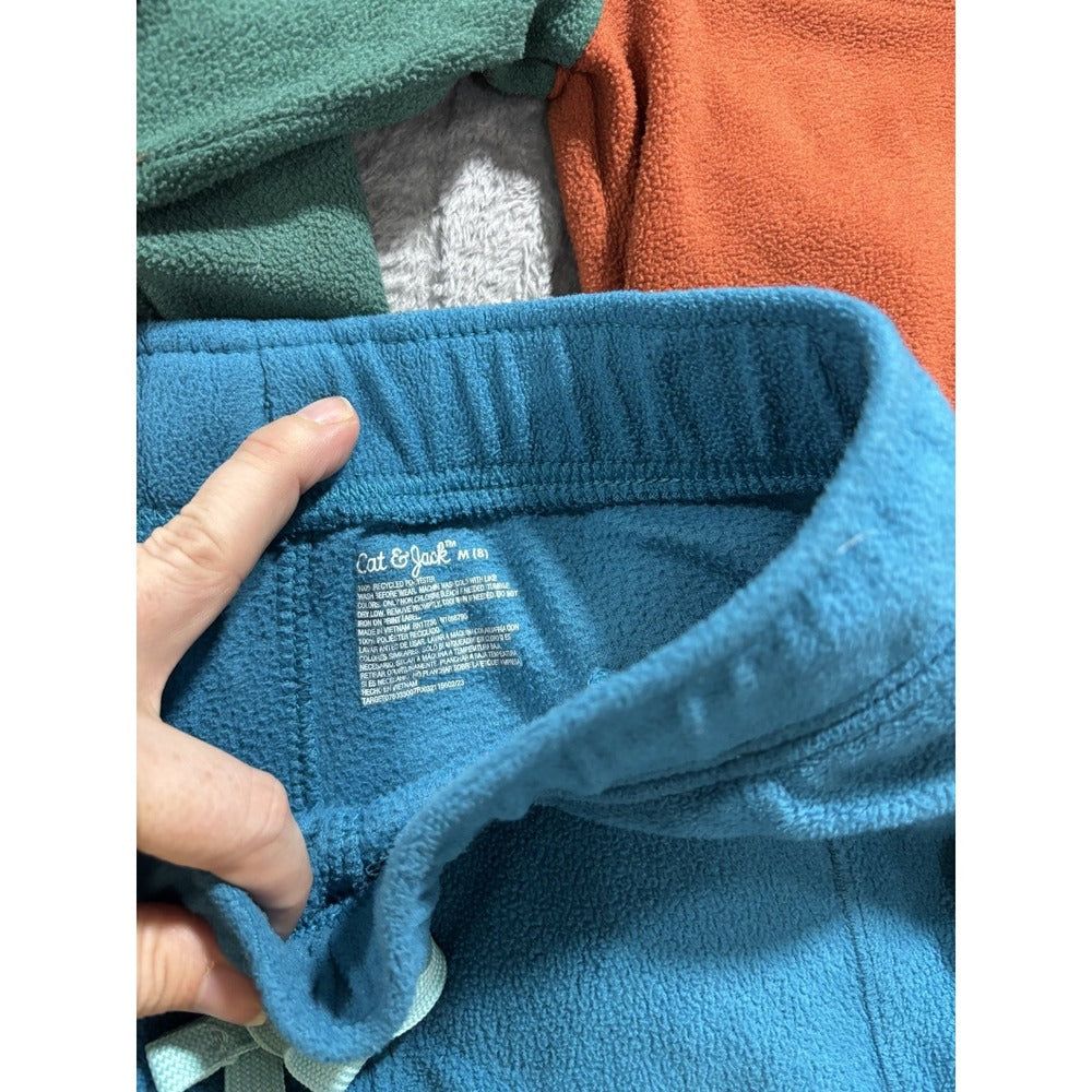 Cat & Jack Boys M 8 Fleece Lot 5pc Quarter Zip Pullover Jogger Blue Green Orange