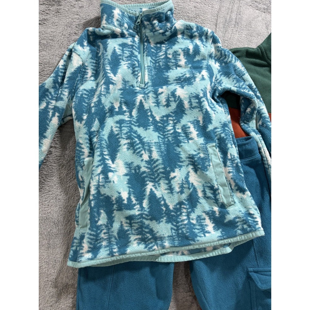 Cat & Jack Boys M 8 Fleece Lot 5pc Quarter Zip Pullover Jogger Blue Green Orange
