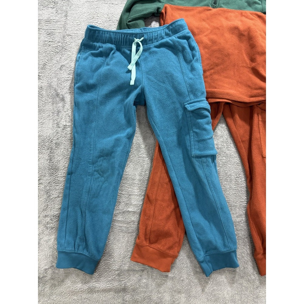 Cat & Jack Boys M 8 Fleece Lot 5pc Quarter Zip Pullover Jogger Blue Green Orange