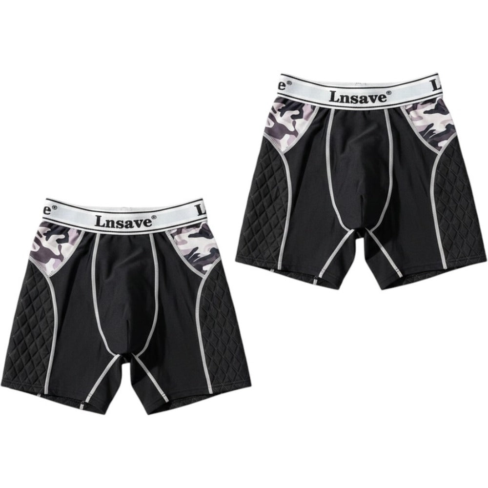 Lnsave M Black Compression Boxer Briefs 2-Pack Camo Athletic Athleisure Casual