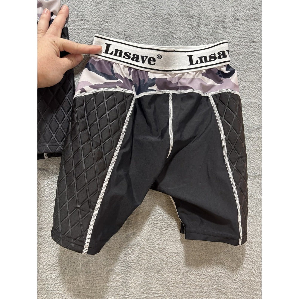 Lnsave M Black Compression Boxer Briefs 2-Pack Camo Athletic Athleisure Casual