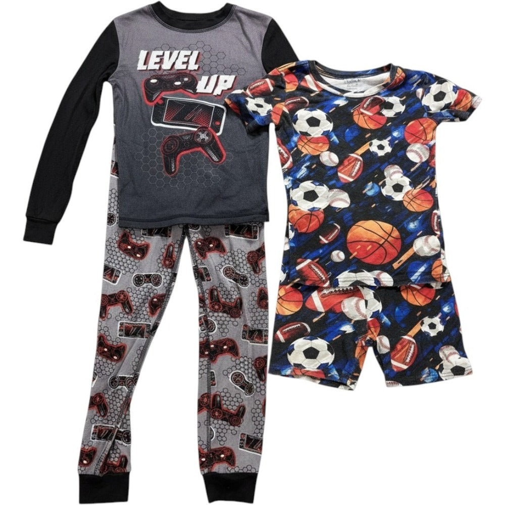 Boys Size 10 Pajama Lot 2 Sets Children's Place Cuddl Duds Sports Gamer PJs