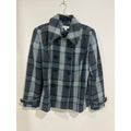 Dressbarn Plaid Peacoat Jacket Teal Gray Wool Blend Double Breasted XL Preppy