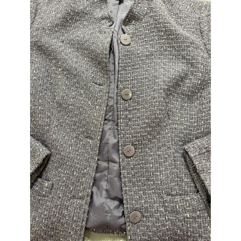 Coldwater Creek Jacket Womens M Purple Tweed Button Front Textured