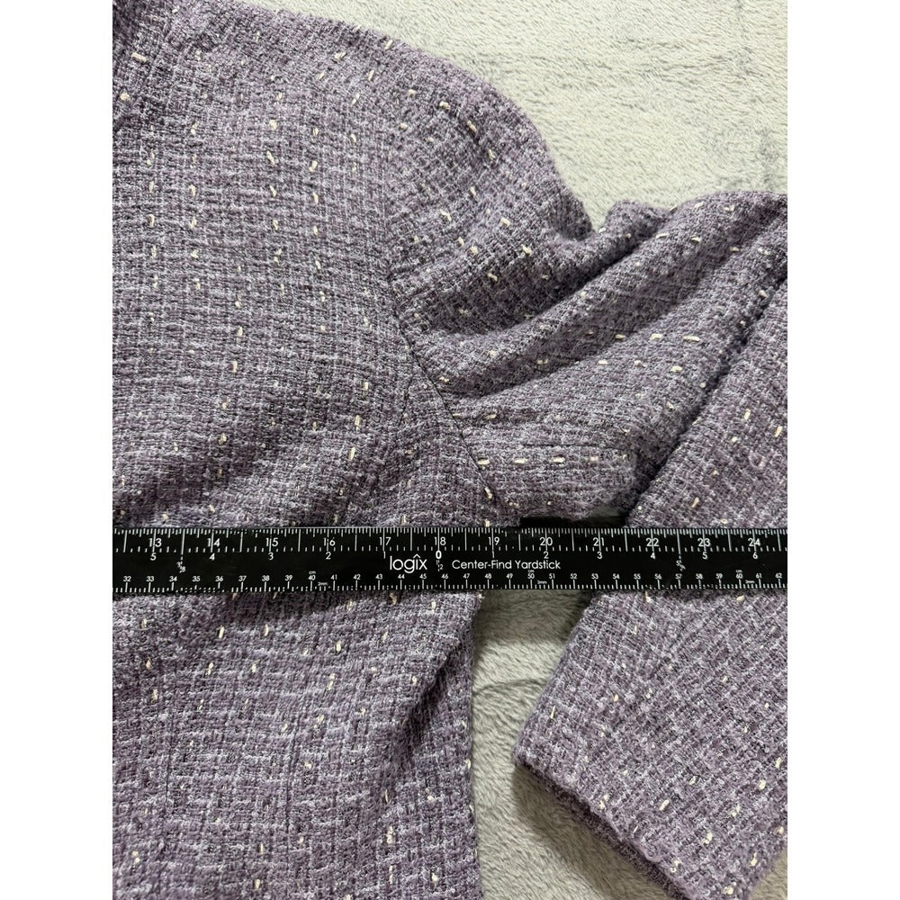 Coldwater Creek Jacket Womens M Purple Tweed Button Front Textured