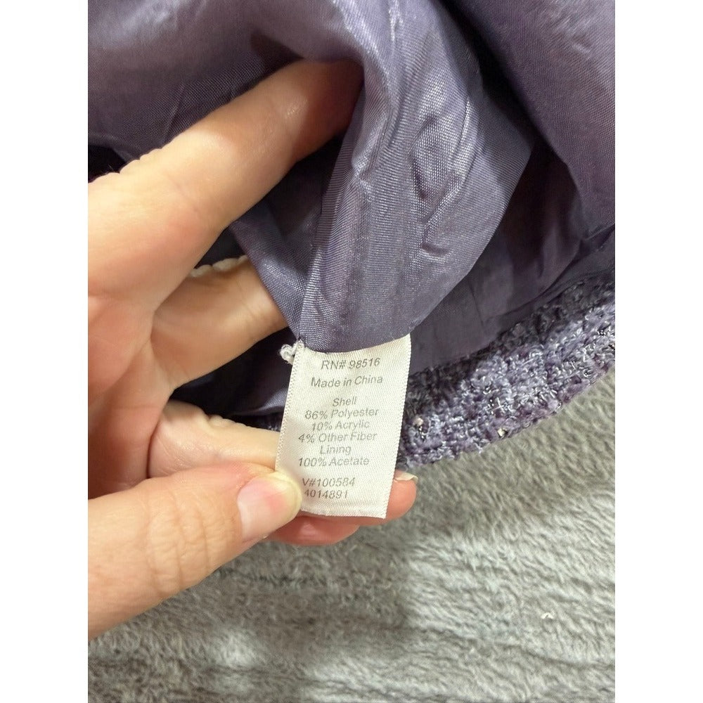 Coldwater Creek Jacket Womens M Purple Tweed Button Front Textured