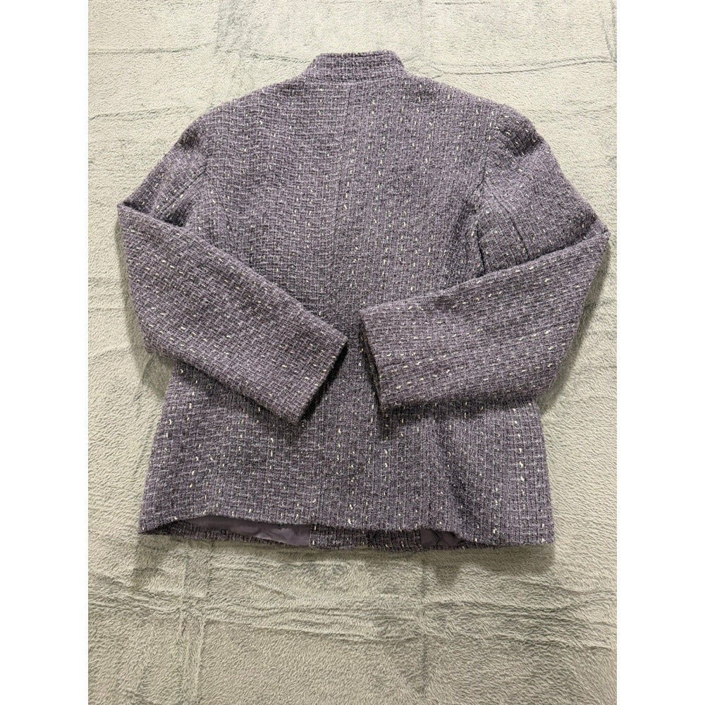 Coldwater Creek Jacket Womens M Purple Tweed Button Front Textured