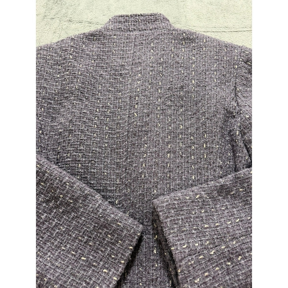 Coldwater Creek Jacket Womens M Purple Tweed Button Front Textured
