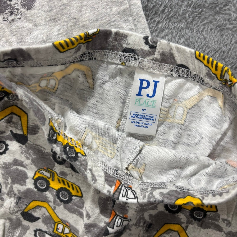 PJ Place Jumping Beans Cat & Jack 5T Gray Brown Construction Pajamas Sweatshirt