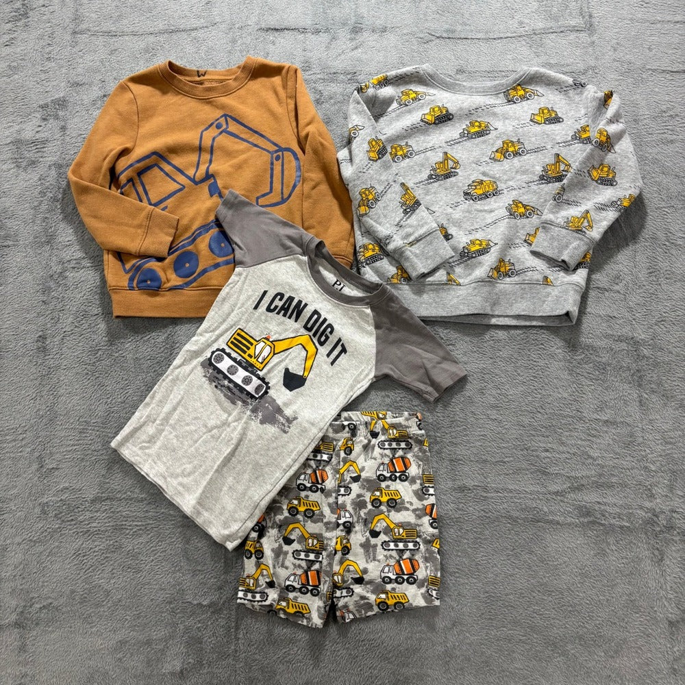 PJ Place Jumping Beans Cat & Jack 5T Gray Brown Construction Pajamas Sweatshirt