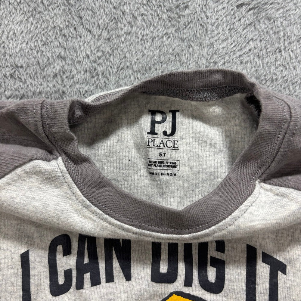 PJ Place Jumping Beans Cat & Jack 5T Gray Brown Construction Pajamas Sweatshirt