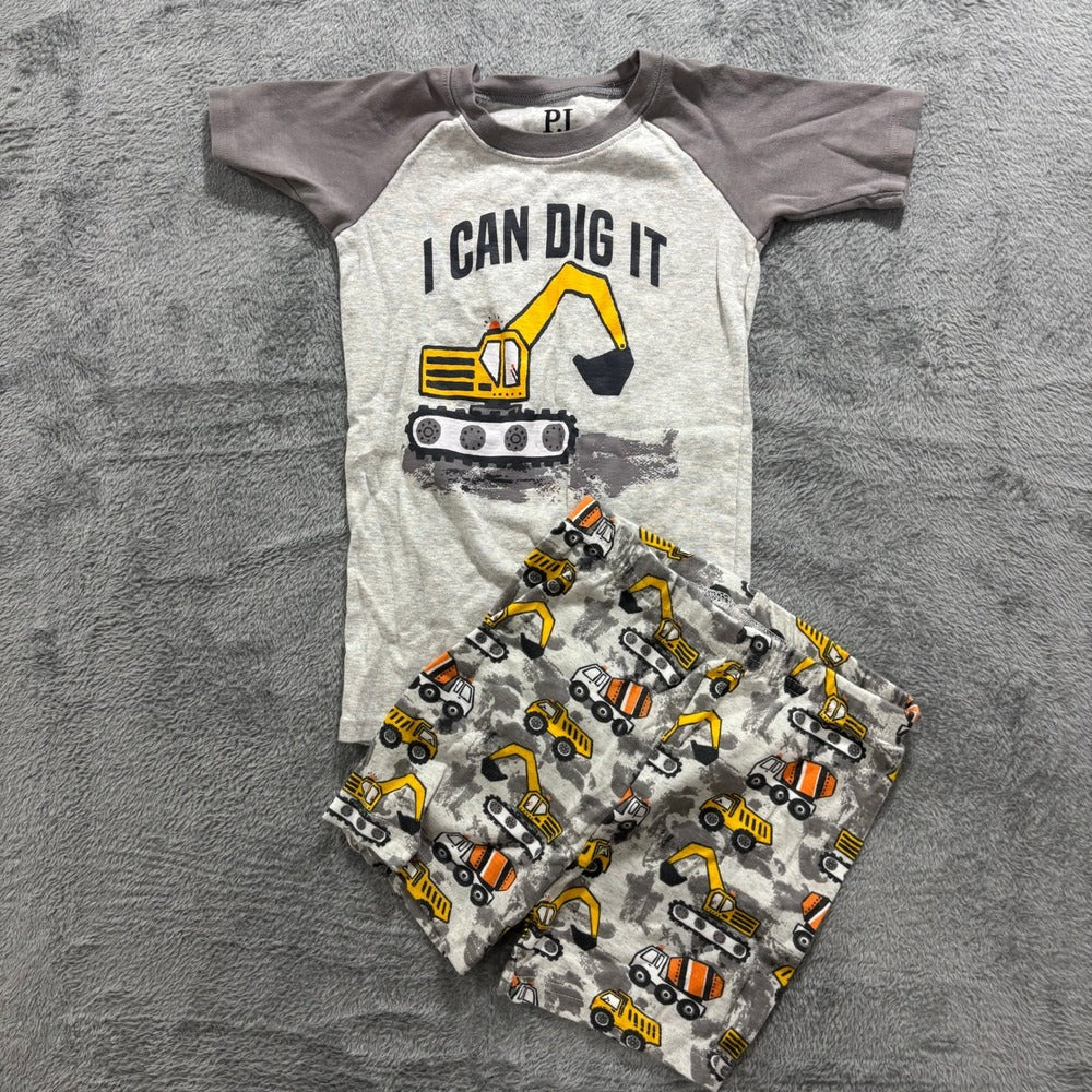 PJ Place Jumping Beans Cat & Jack 5T Gray Brown Construction Pajamas Sweatshirt