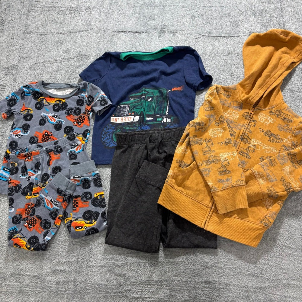 Carter's Jumping Beans 4T Orange Blue Construction Pajama Hoodie Lot Casual 5pc