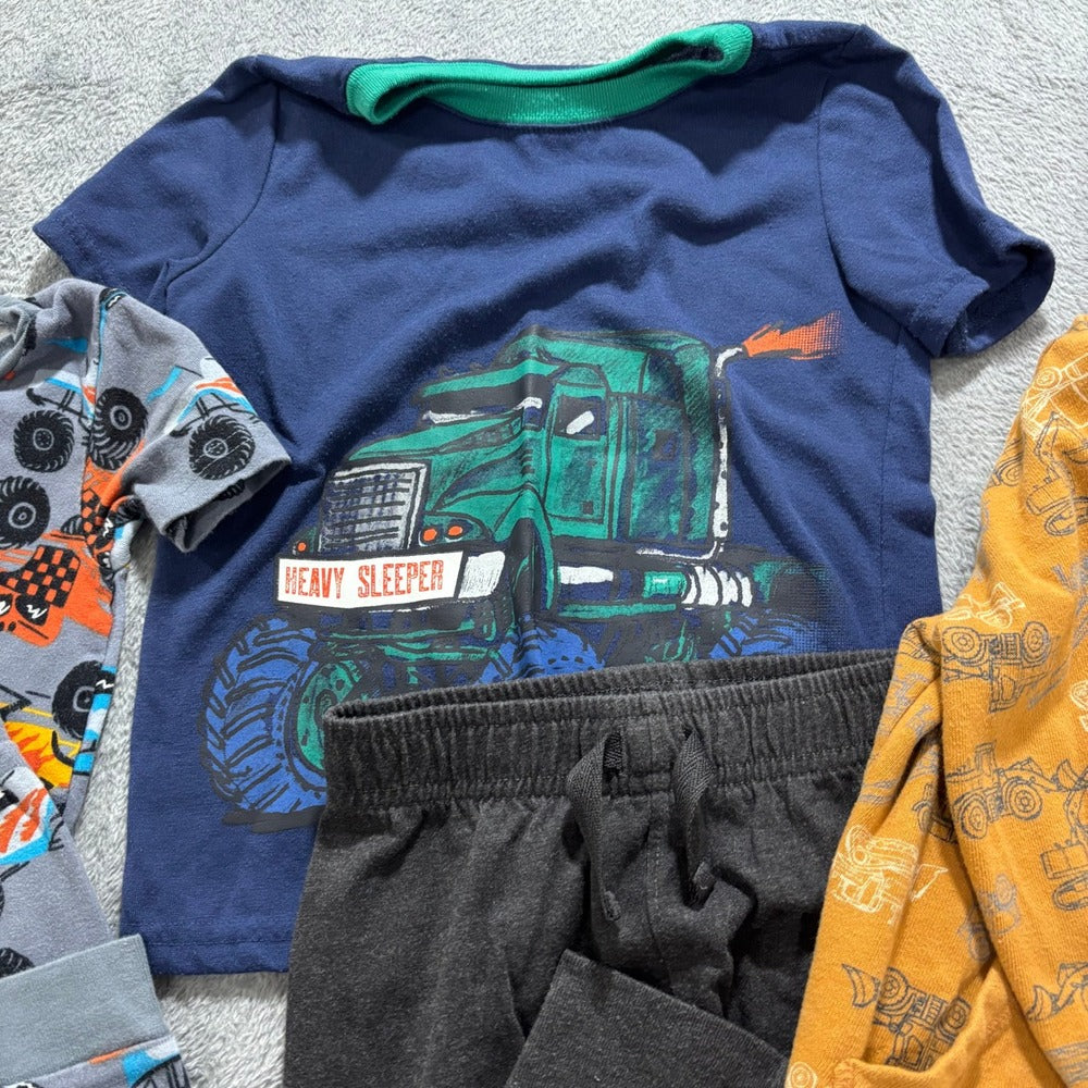 Carter's Jumping Beans 4T Orange Blue Construction Pajama Hoodie Lot Casual 5pc