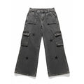 ROMWE M Gray Womens Cargo Jeans Wide Leg Vintage Casual Pants