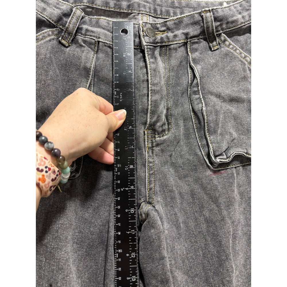 ROMWE M Gray Womens Cargo Jeans Wide Leg Vintage Casual Pants