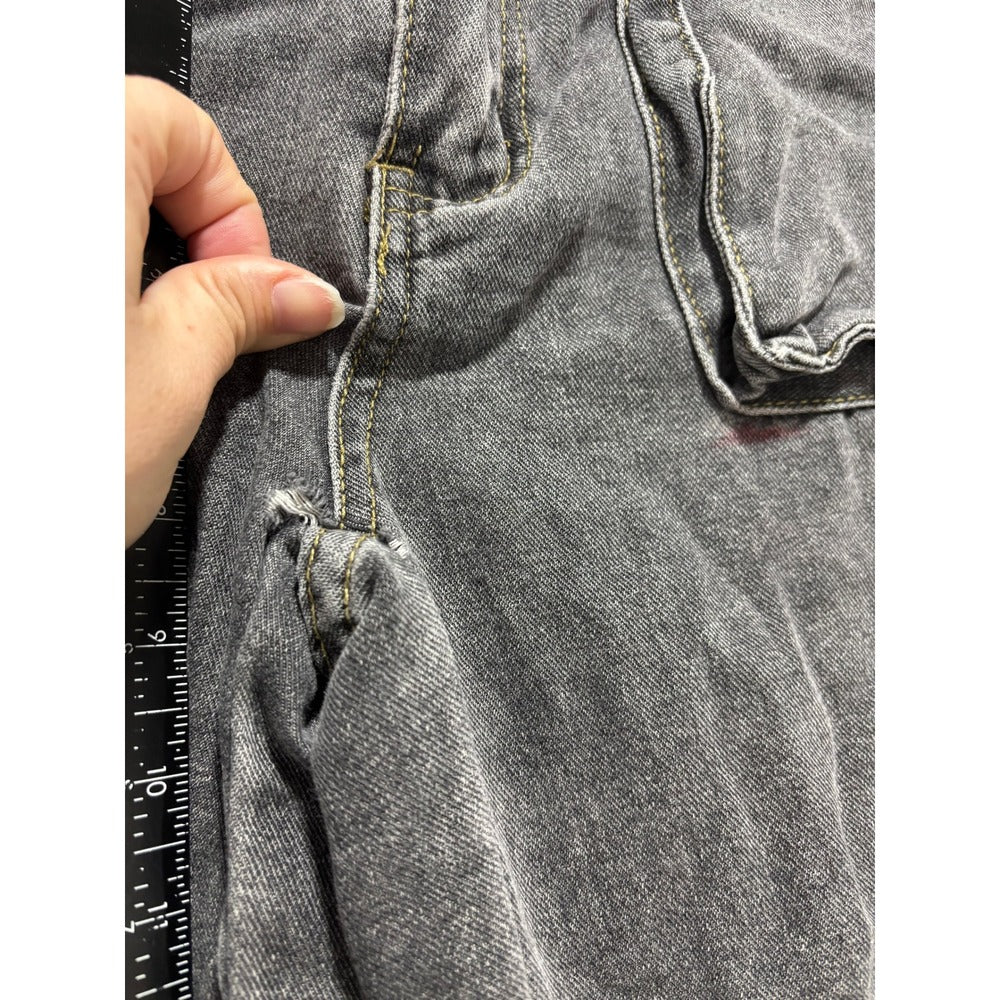 ROMWE M Gray Womens Cargo Jeans Wide Leg Vintage Casual Pants