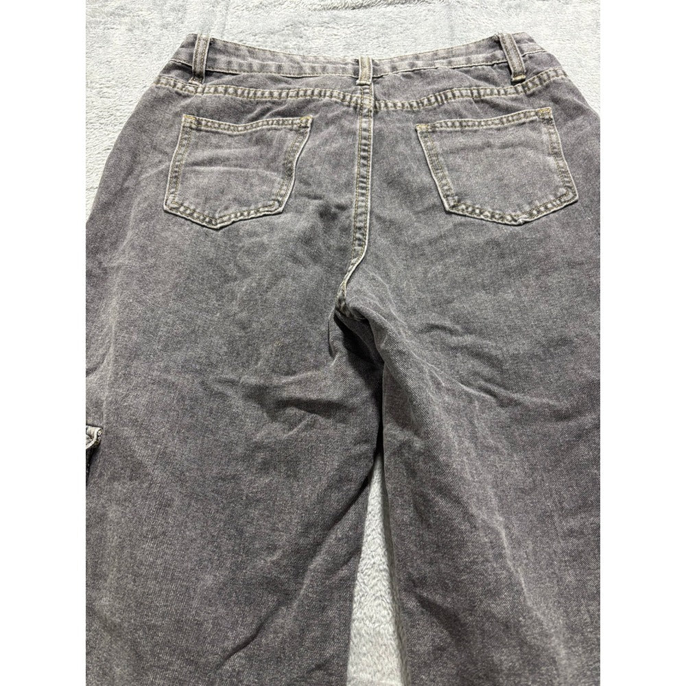 ROMWE M Gray Womens Cargo Jeans Wide Leg Vintage Casual Pants