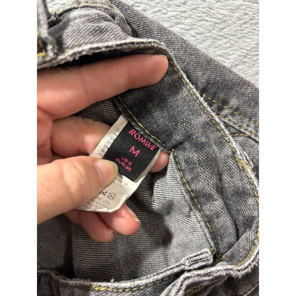 ROMWE M Gray Womens Cargo Jeans Wide Leg Vintage Casual Pants