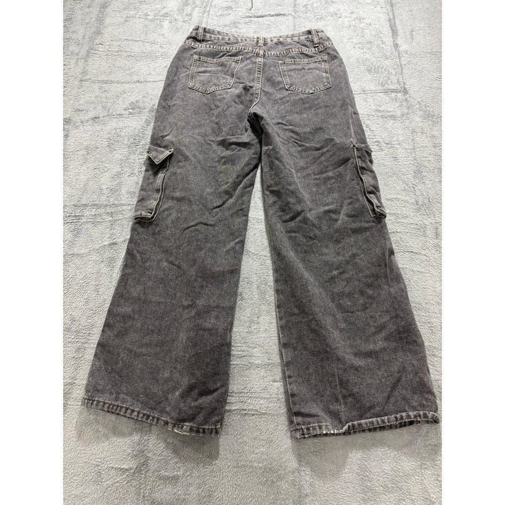 ROMWE M Gray Womens Cargo Jeans Wide Leg Vintage Casual Pants