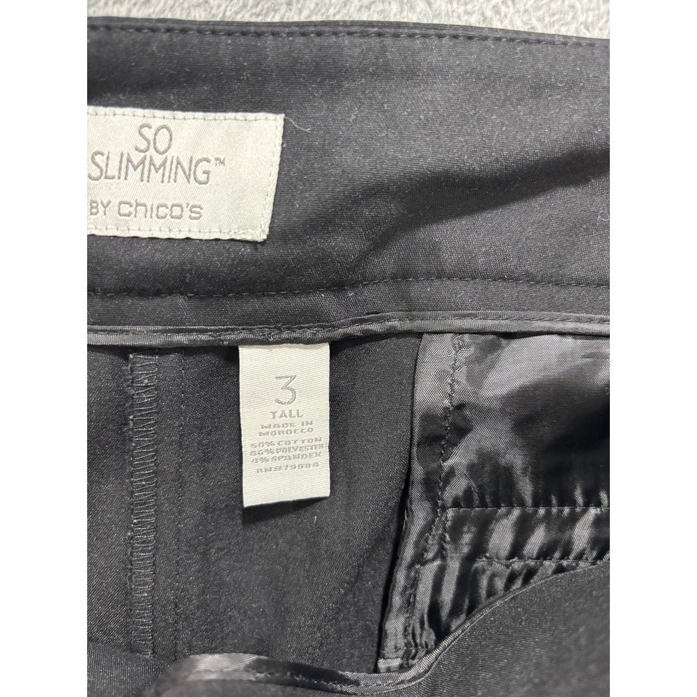 Chico's 3 Tall Black So Slimming Juliet Straight Leg Pants Womens Casual Vintage