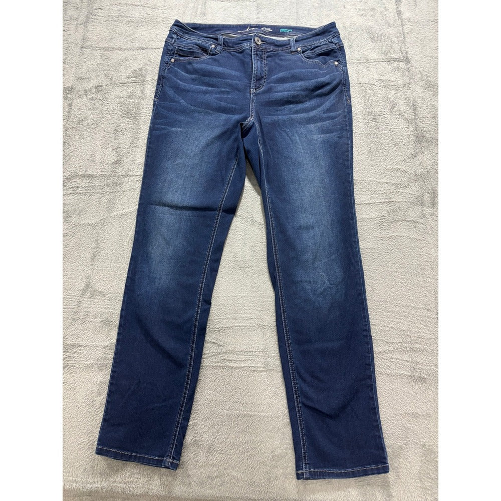 INC Womens 14W Blue Skinny Leg Slim Tech Fit Jeans Casual Classic Denim