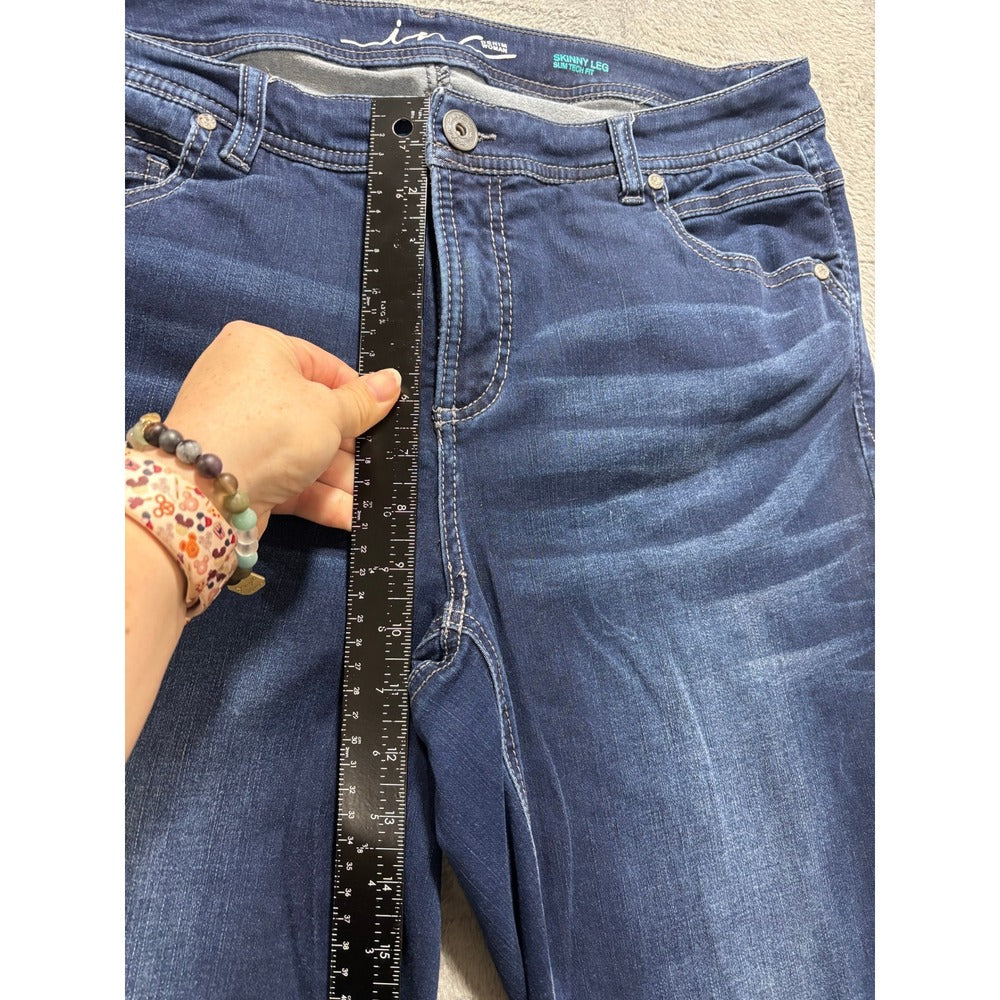 INC Womens 14W Blue Skinny Leg Slim Tech Fit Jeans Casual Classic Denim