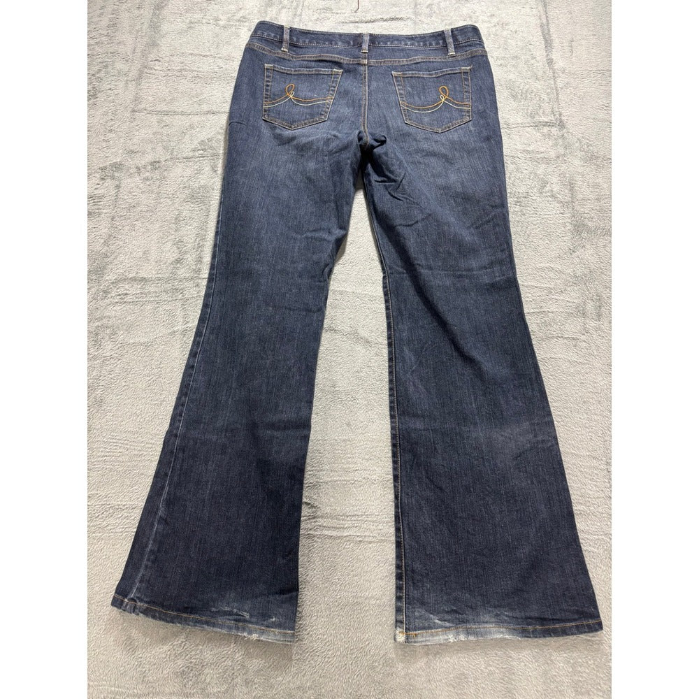 Ann Taylor LOFT 14L Dark Wash Womens Fit & Flare Jeans Vintage Boho Casual