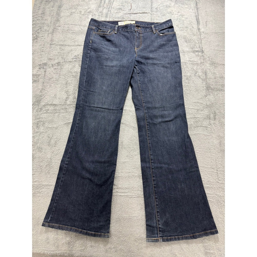 Ann Taylor LOFT 14L Dark Wash Womens Fit & Flare Jeans Vintage Boho Casual