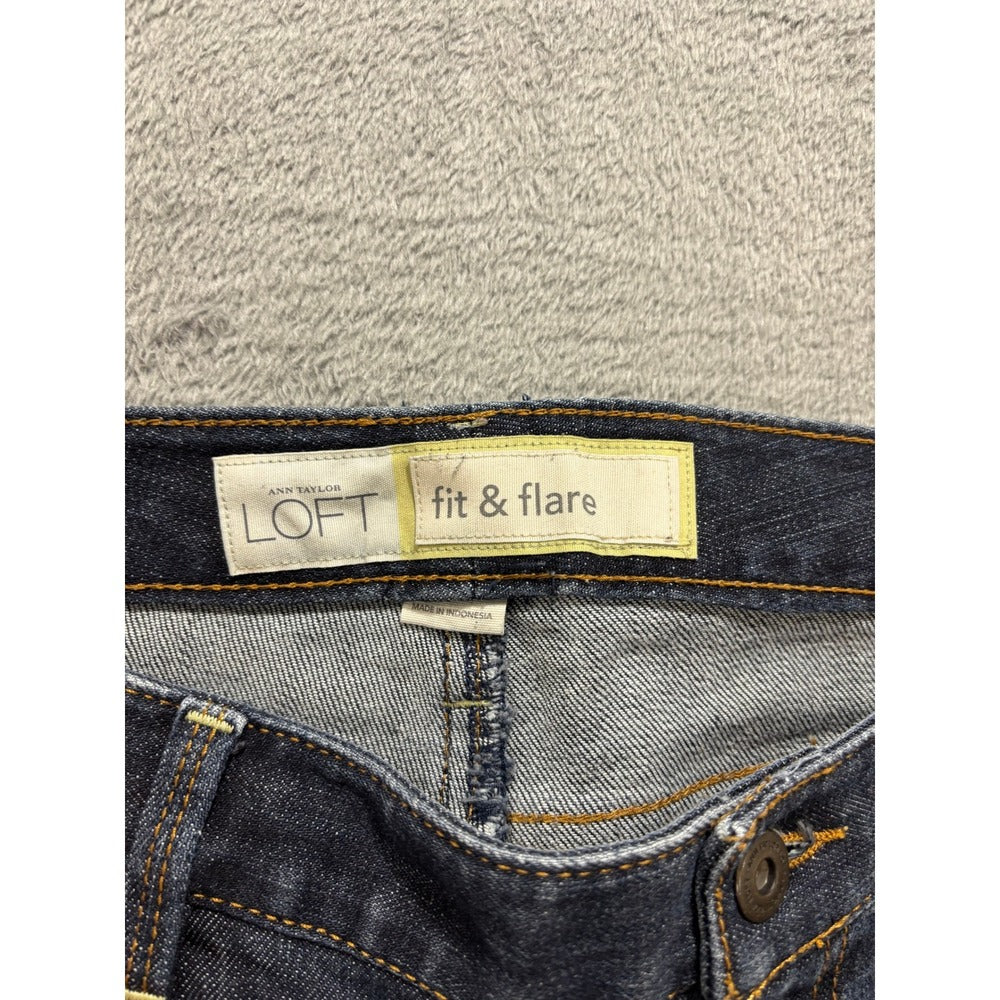 Ann Taylor LOFT 14L Dark Wash Womens Fit & Flare Jeans Vintage Boho Casual