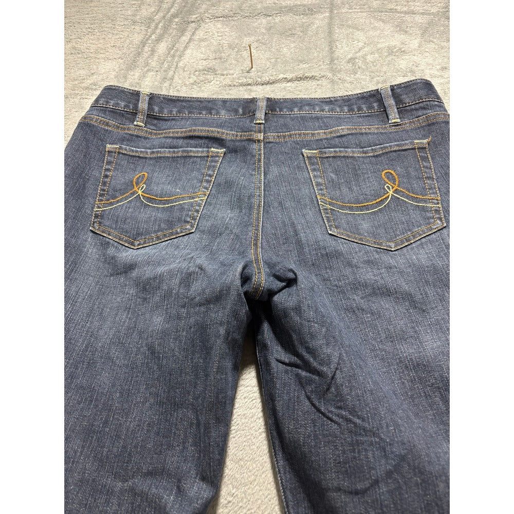 Ann Taylor LOFT 14L Dark Wash Womens Fit & Flare Jeans Vintage Boho Casual