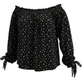 Michael Kors L Black Floral Off Shoulder Blouse Womens Boho Vintage Metallic Top