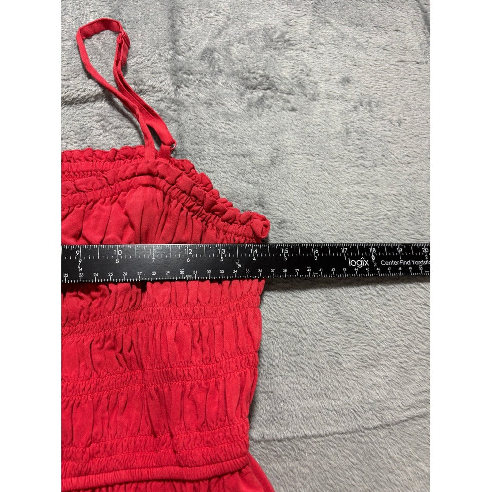 Old Navy L Red Smocked Rayon Womens Maxi Dress Boho Casual Festival
