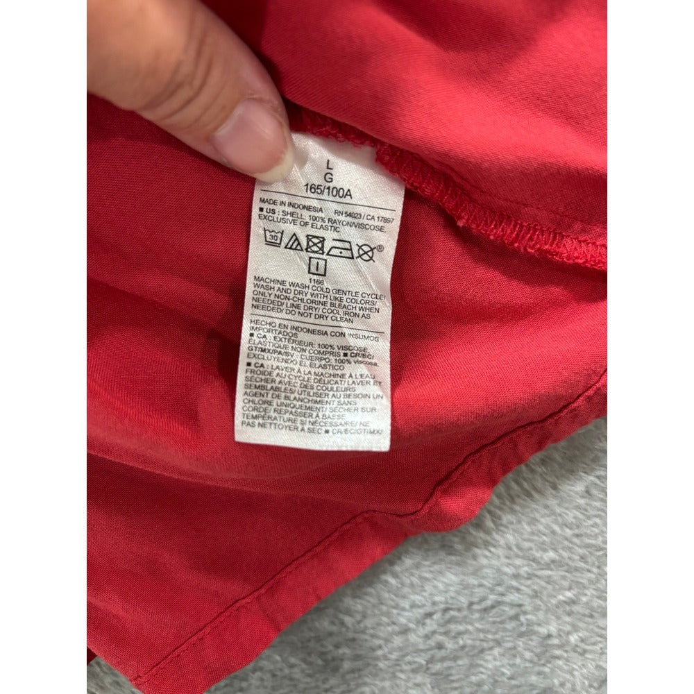 Old Navy L Red Smocked Rayon Womens Maxi Dress Boho Casual Festival