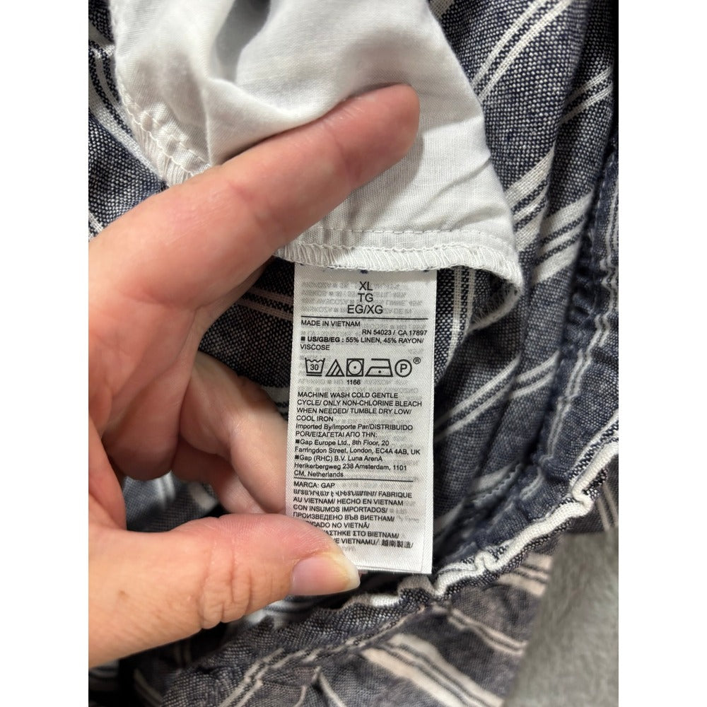 Gap XL Blue White Striped Linen Blend Shorts Womens Casual Coastal
